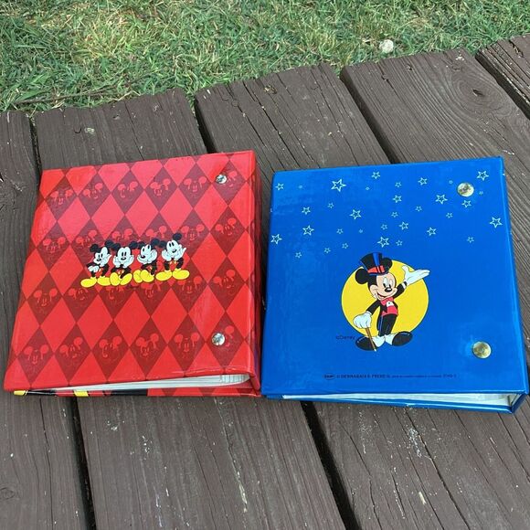 Disney Mickey Mouse Photo Album‎ Scrapbook Lot of 2 Red Blue Vintage - Picture 2 of 7